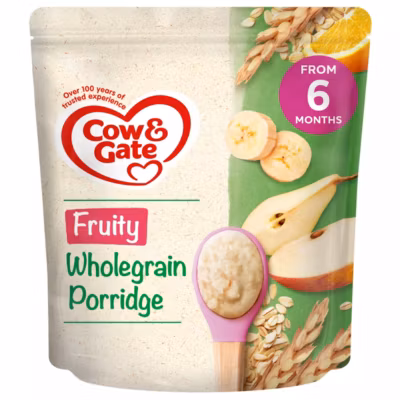 Cow & Gate Fruity Wholegrain Porridge Baby Cereal, 6+ Months, 125 g