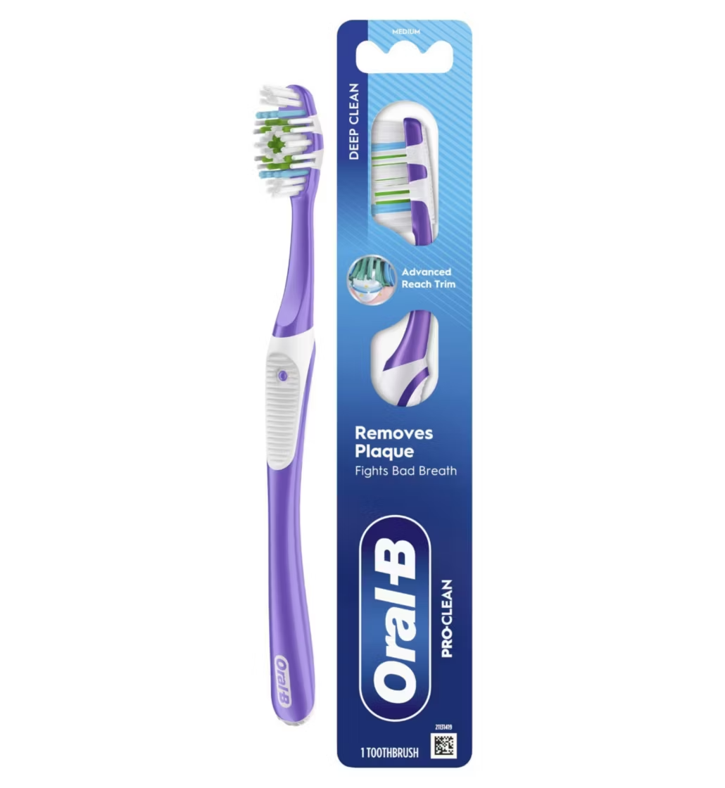 Oral-B Pro-Clean Manual Toothbrush Removes Plaque & Fights Bad Breath Medium Bristles 1